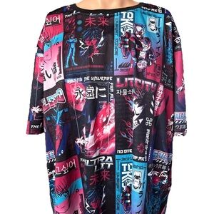 Fresh Prints All Over Print Styled Tokyo Art Mens Shirt Size 3XL 100% Polyester